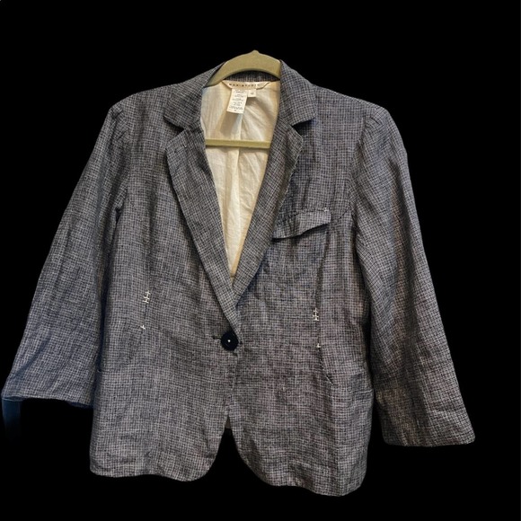 Max Studio Authentic Linen Blazer Jacket Silver - Picture 3 of 9